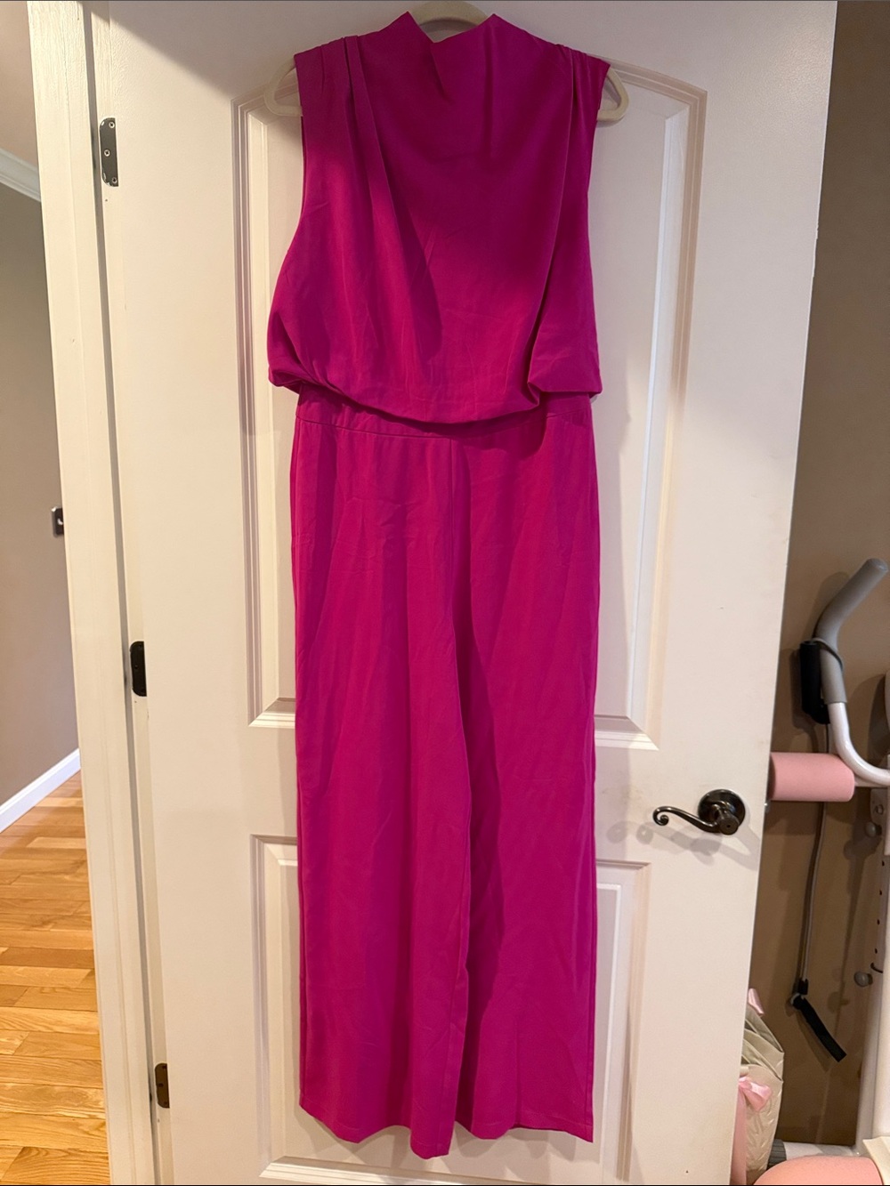 Bold Fuchsia Sleeveless Draped Jumpsuit